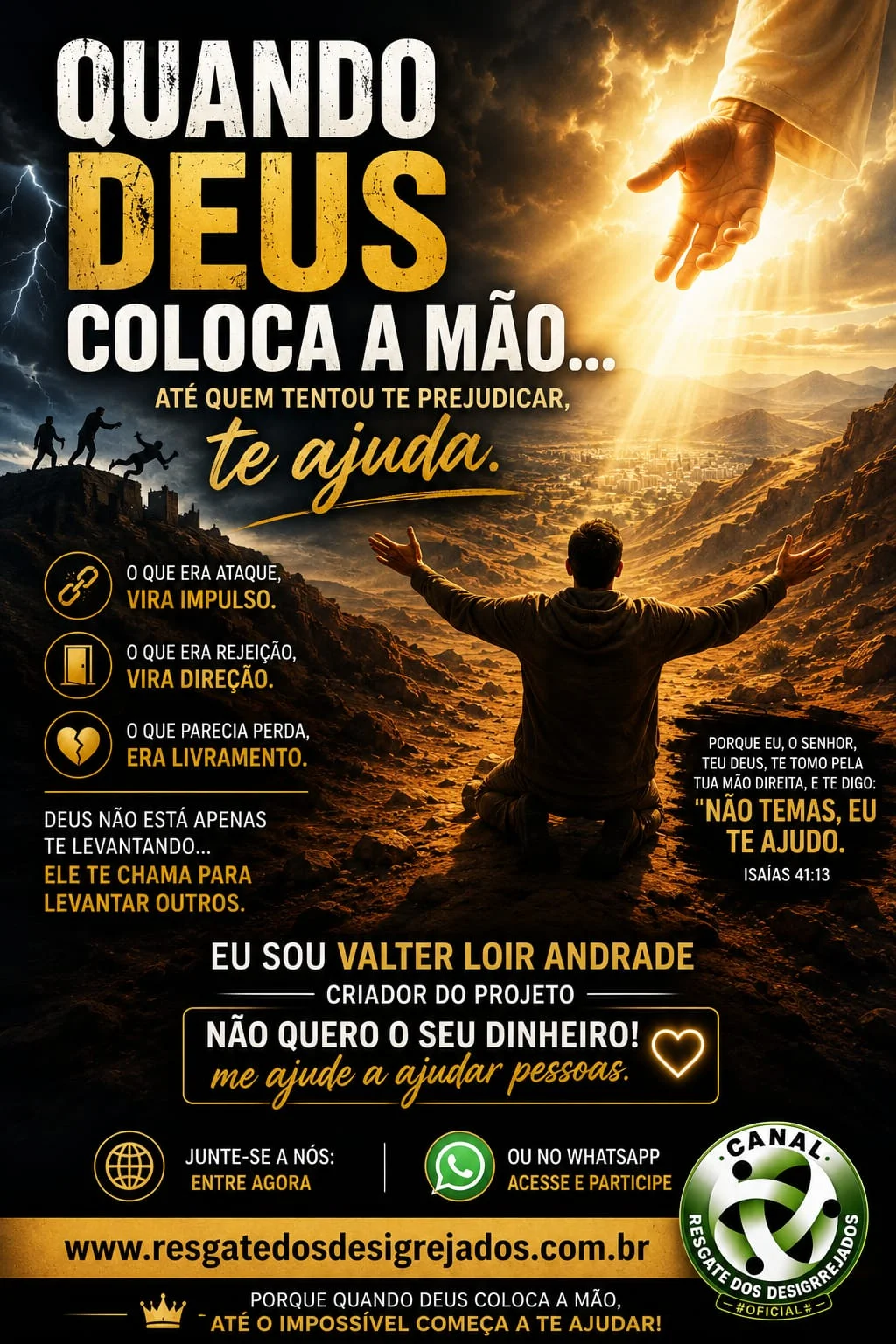 QUANDO  DEUS  COLOCA  A MÃO… ATÉ QUEM TENTOU TE PARAR, PREJUDICAR ACABA TE  EMPURRANDO  PRA FRENTE.