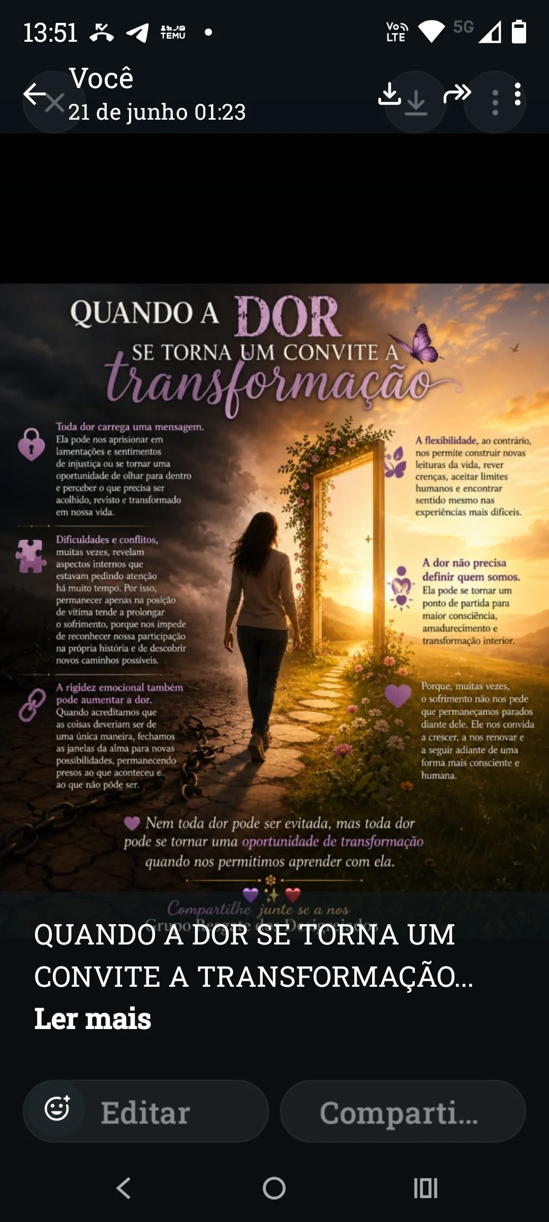 QUANDO A DOR SE TORNA UM CONVITE A TRANSFORMAÇÃO